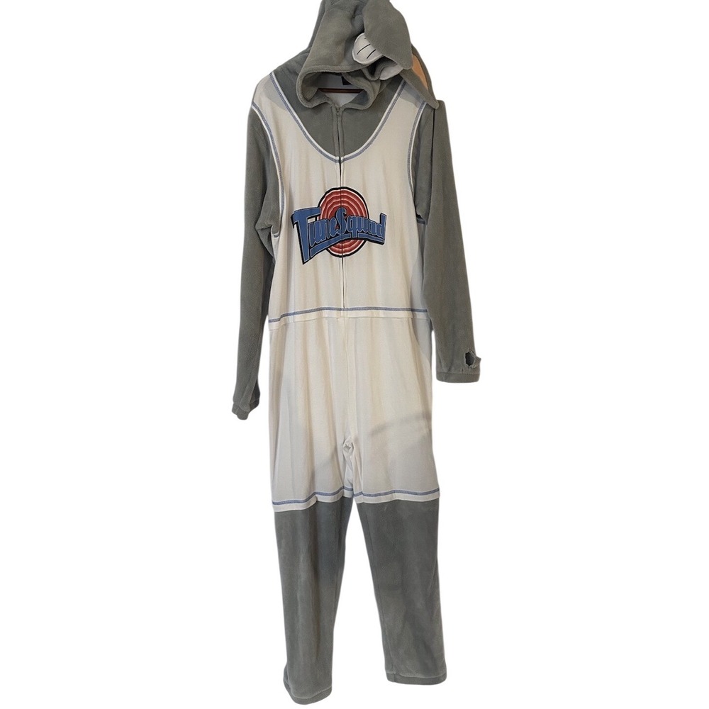 Space Jam Tune Squad Bugs Bunny Mens XL Fleece One Piece Pajama Union Suit Grey